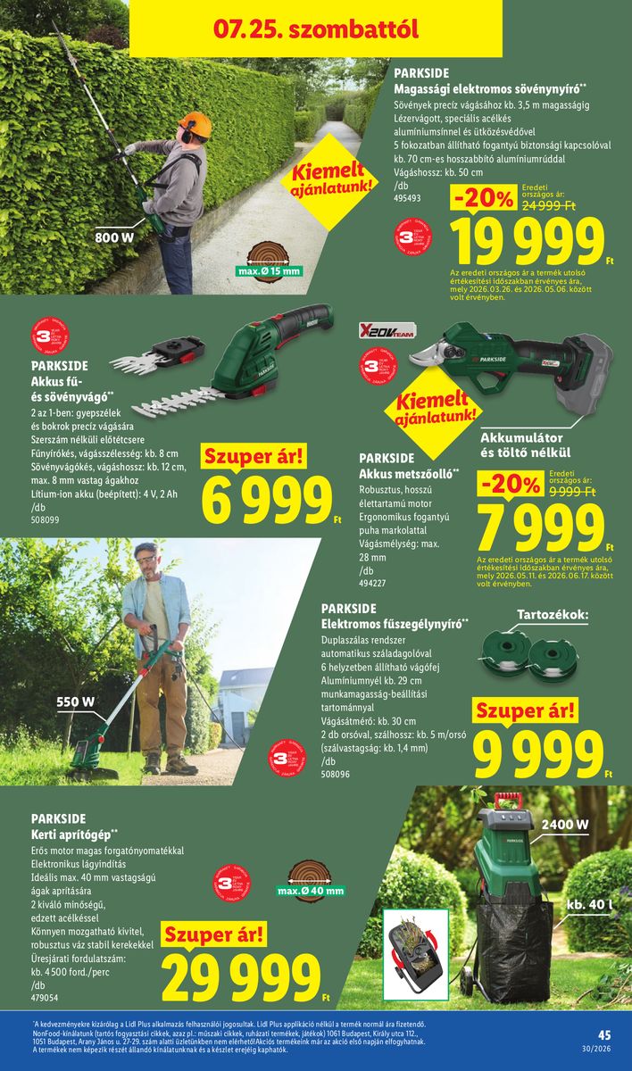 Lidl catalog page 45 — 2026-07-20 to 2026-07-25